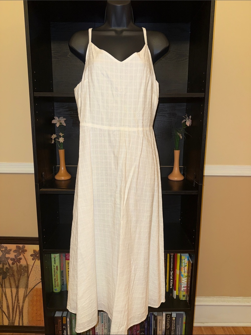 GAP Women's White Embroidered Spaghetti-Strap Summer Dress